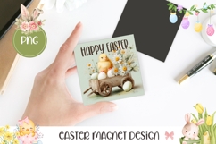 Floral Easter Magnet Design, Easter Chick Square Coaster PNG Product Image 1
