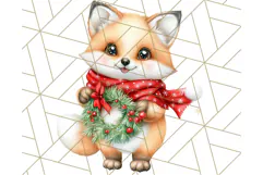 Vintage Christmas Clipart PNG, Cute Animals Holiday Elements Product Image 5
