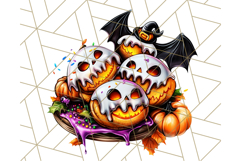 Bright Halloween Dinosaur PNG Clipart with Holiday Elements Product Image 5