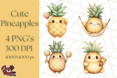 Cute Pineapple Character Clipart, Summer Tropical Fruit PNG Product Image 1