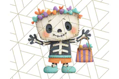 Kawaii Halloween Clipart Cute Kids and Candy Elements Png Product Image 5