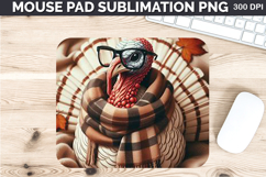 Watercolor Turkey Mouse Pad Sublimation - Thanksgiving PNG Product Image 1