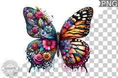 Vibrant Floral Butterfly Sublimation - Clipart PNG Design Product Image 1