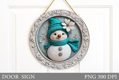Cute Snowman Door Sign. Christmas Door Sign Sublimation Product Image 1