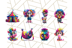 Funky Safari Animals PNG Clipart With Rainbow Hair, Cute Png Product Image 5