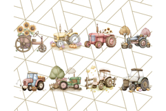 Fall Tractor Clipart PNG, Vintage Tractors With Pumpkins Product Image 5