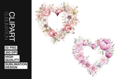 Heart Floral Wreath Clipart PNG Product Image 1