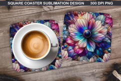 Flowers Coaster Sublimation, Spring Coaster PNG Design Product Image 1