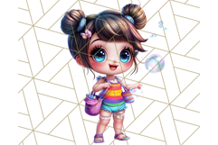 Chibi Summer Girls Clipart PNG, Bright Kawaii Summer Art Product Image 5