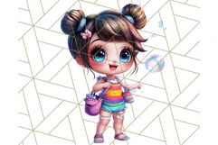 Chibi Summer Girls Clipart PNG, Bright Kawaii Summer Art Product Image 5