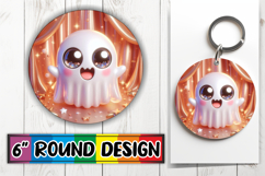 Luminous Car Coaster Round Sublimation PNG, 3D Cute Ghost Product Image 1