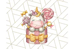 Cute Dessert Unicorn PNG Clipart with Cupcakes & Candies Product Image 5