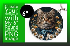 Amusing Kitty Craze Sublimation Circle Design Keychain Product Image 1