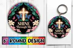 Unique Round Keychain Sublimation PNG, Religious Product Image 1