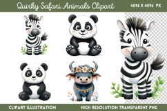 Quirky Safari Animals Clipart PNG Product Image 1