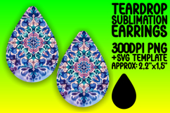 Charming Teardrop Earrings Template for DIY , Watercolor Pat Product Image 1