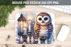Watercolor Owl Mouse Pad Sublimation - Animal PNG Product Image 1