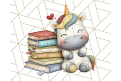 Magical Bookish Unicorn PNG Clipart Reading Books & Stories Product Image 5