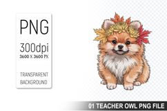 Cute Floral Dog, Animal Sublimation Clipart PNG Product Image 1