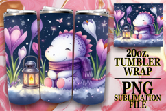 Cheerful Sublimation 20oz tumbler wrap, Cute Dino Product Image 1