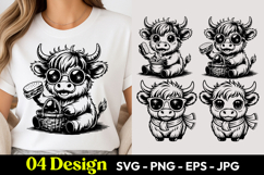 Fluffy Highland Bull SVG PNG Product Image 1