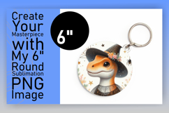 Cute Circle Coaster PNG Artwork , Halloween Dino Product Image 1