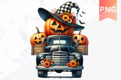 Halloween Truck With Pumpkins Sublimation Clipart PNG Design Product Image 1