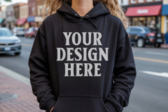 Black Gildan 18500 Hoodie Sweatshirt Mockup, 185 mock up Product Image 1