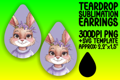 Playful Teardrop Earrings Design for Crafts , Cute Bunny Product Image 1