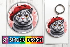 Joyful Circle Car Coaster Design PNG, Cat Valentin's Day Product Image 1