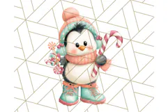 Coral and Aqua Christmas Clipart PNG, Pastel Holiday Art Product Image 5