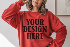 Cardinal Red Gildan 18500 Hoodie Mockup, G18000 Hoodie Model Product Image 1