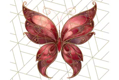 Stained Glass Butterfly PNG Colorful Clipart for Sublimation Product Image 5