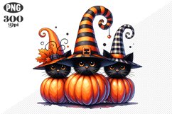 Halloween Cat And Pumpkin Sublimation - Clipart PNG Design Product Image 1