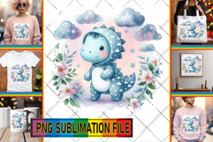 Sweet PNG Designs for TSHIRTS, Cute Dino Product Image 1