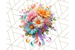 Pastel Flower Bouquet PNG Clipart, Elegant Floral Art Product Image 5