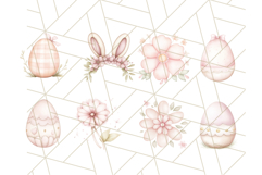 Pastel Pink Easter Flowers and Eggs PNG Cottagecore Clipart Product Image 6