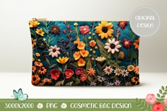 Knitted Flowers Cosmetic Bag, Colorful Cosmetic Bag Design Product Image 1