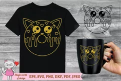Outline donut cat SVG cut file Kawaii for Cricut Machine Product Image 6