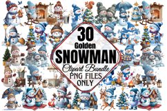 Golden Snowman Sublimation Clipart Bundle PNG Product Image 1