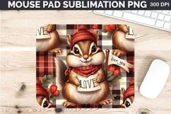 Watercolor Squirrel Mouse Pad Sublimation - Valentines PNG Product Image 1