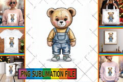 Vibrant TOTE BAG Gift PNG, Teddy Bear Product Image 1
