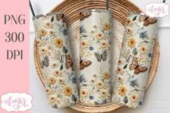 Embroidery butterflies tumbler wrap PNG for sublimation Product Image 1