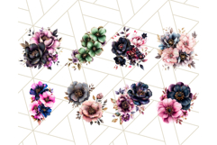 Gothic Floral PNG Bundle with Gold Trim Dark Bouquet Clipart Product Image 7