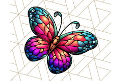 Stained Glass Hearts and Butterflies Clipart PNG Product Image 5
