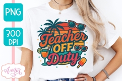 Teacher off duty T-shirt sublimation design, retro sunset Product Image 4