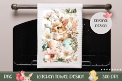 Cute Easter Bunny Towel PNG, Floral Easter Towel Print Product Image 1