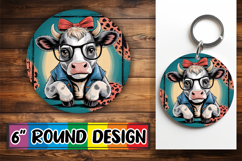Cheerful Circle Car Coasters PNG, Cute Cow Product Image 1