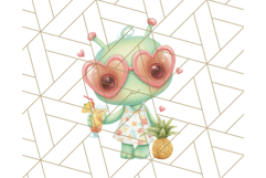 Alien Vacation Clipart PNG, Cute Summer Galaxy Art Clip Art Product Image 5