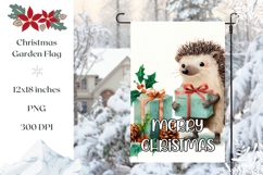 Cartoon Christmas Hedgehog Garden Flag, Cute Garden Flag Product Image 1